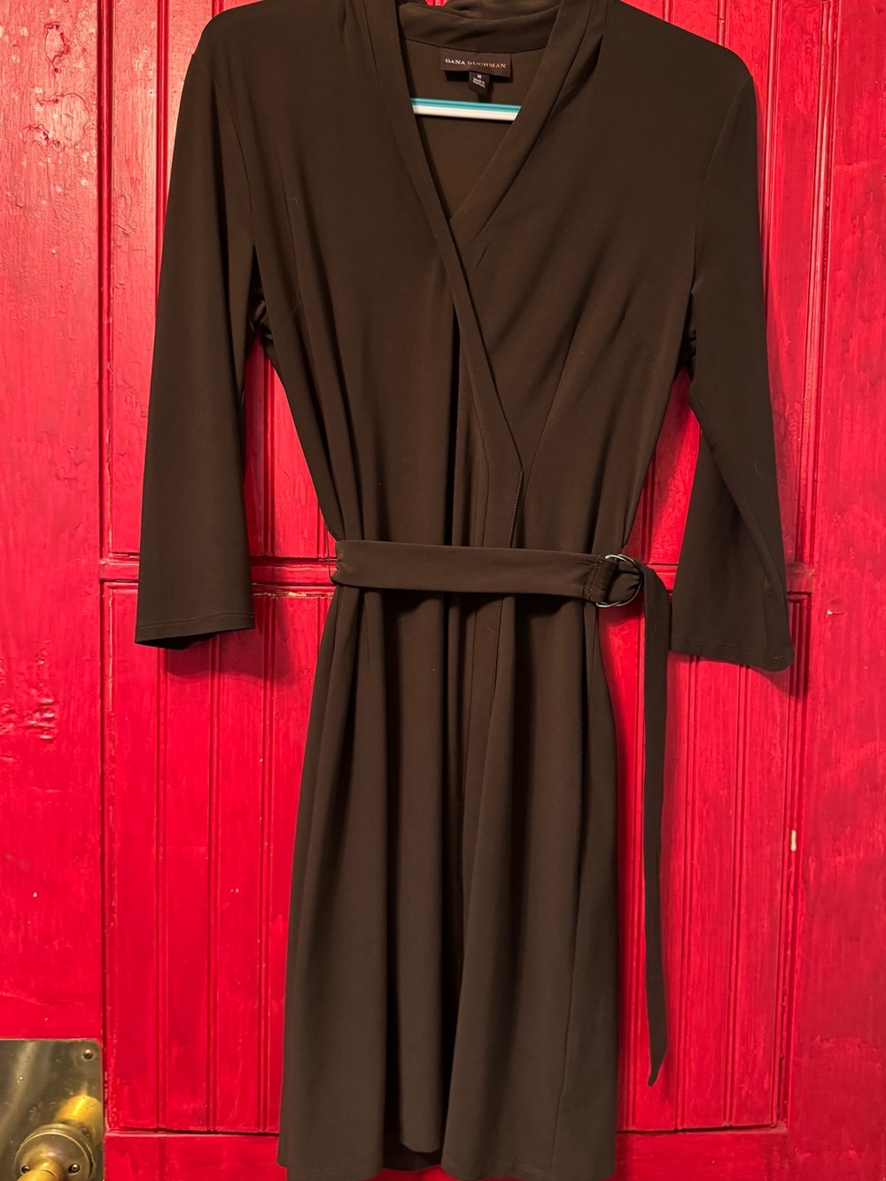 Dana Buchman Brown Wrap-Style Midi Dress